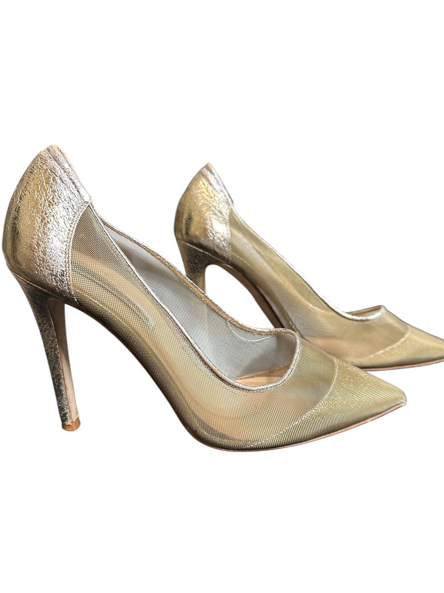 Diane Von Furstenberg Gold Mesh pumps sz 8B