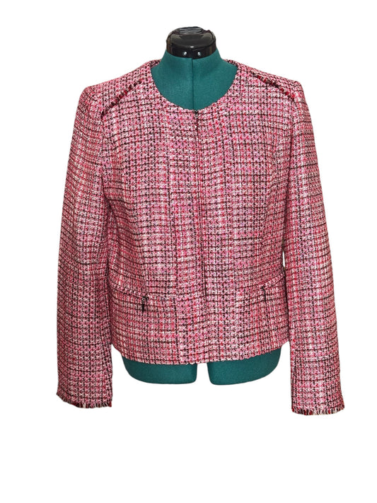 White House Black Market Hot Pink Tweed Blazer sz 14