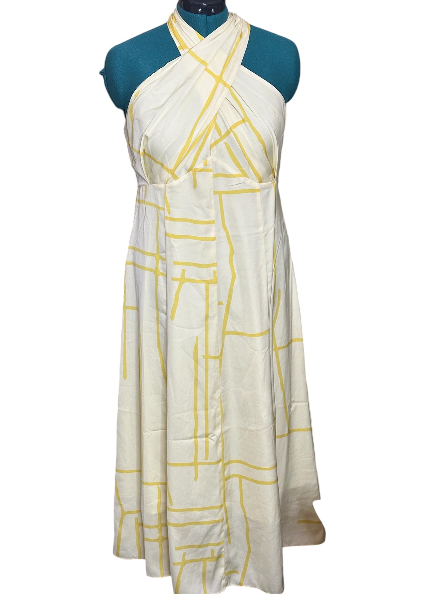 Banana Republic Yellow Print Halter dress sz 14