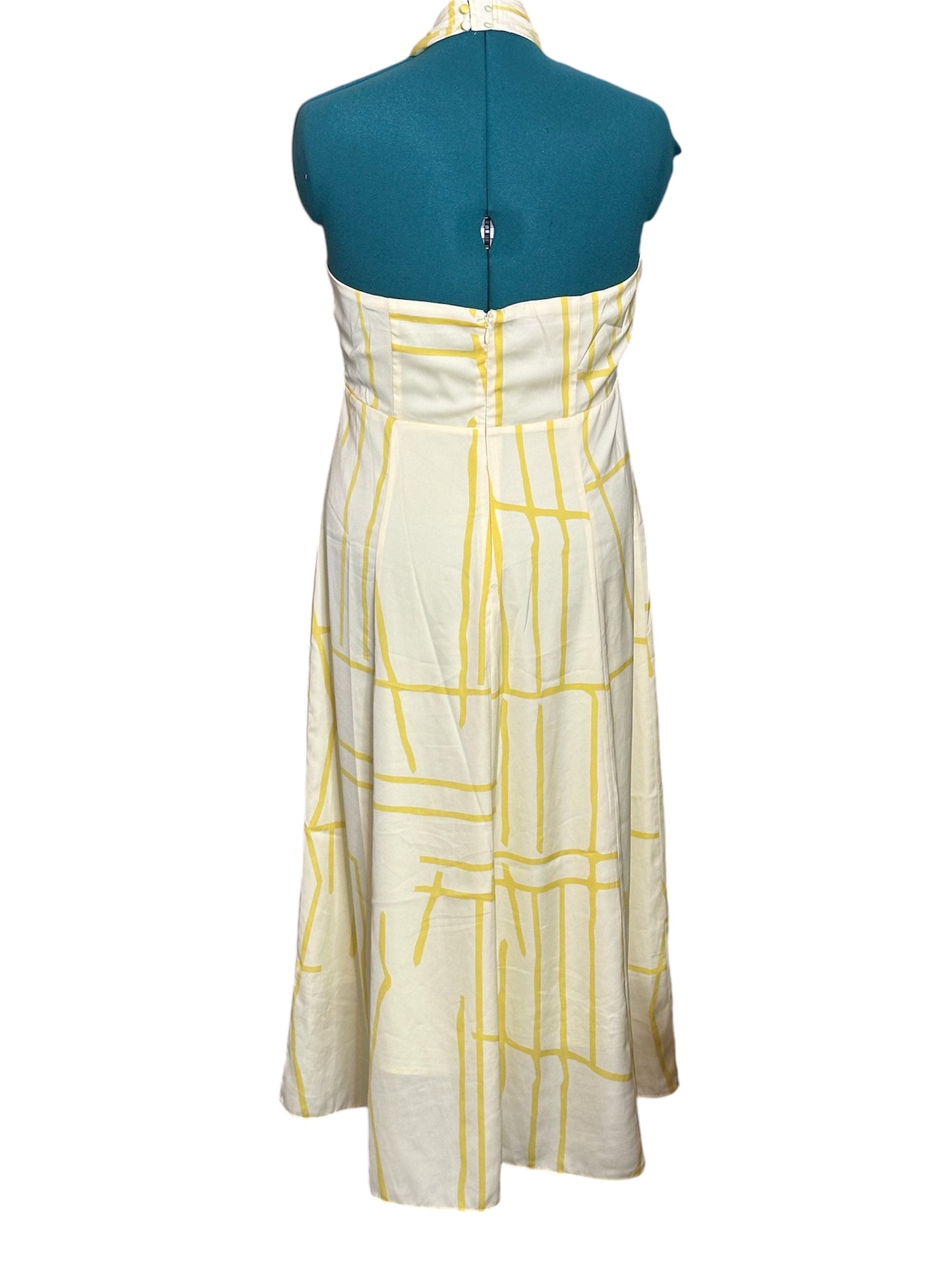 Banana Republic Yellow Print Halter dress sz 14