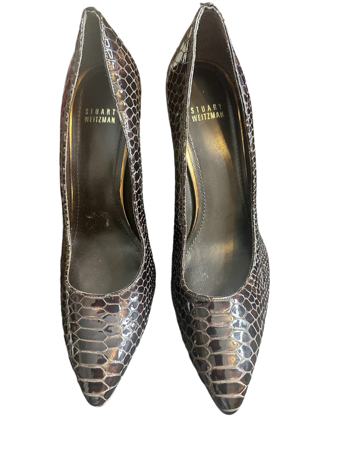 NEW Stuart Weitzman Chocolate Animal Print Leather Pumps Sz 9.5