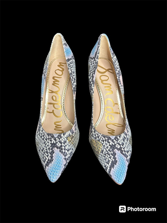 NEW IN BOX Sam Edelman Hazel Blue/Pink Snakeskin Print Pump sz 11