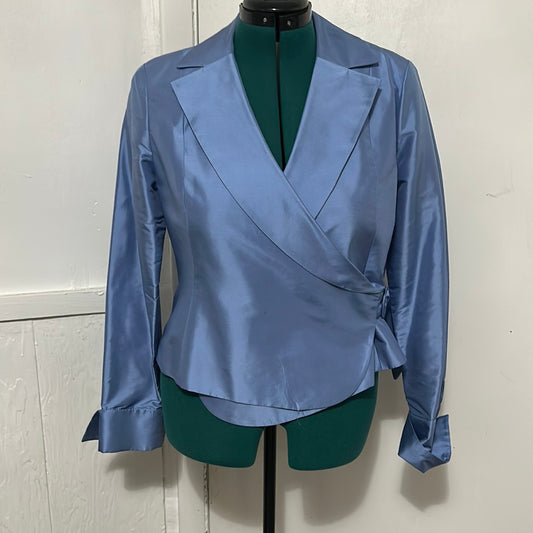 Kate Hill wrap top blue Sz 12 P vintage