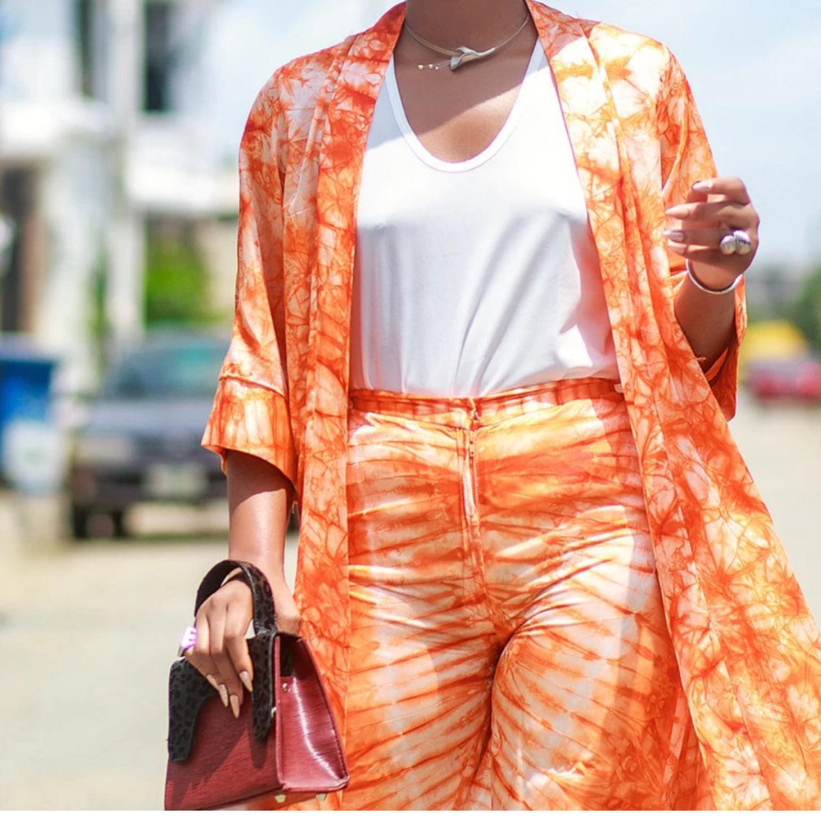 Orange Kimono 2Pc set Tribal Sz S