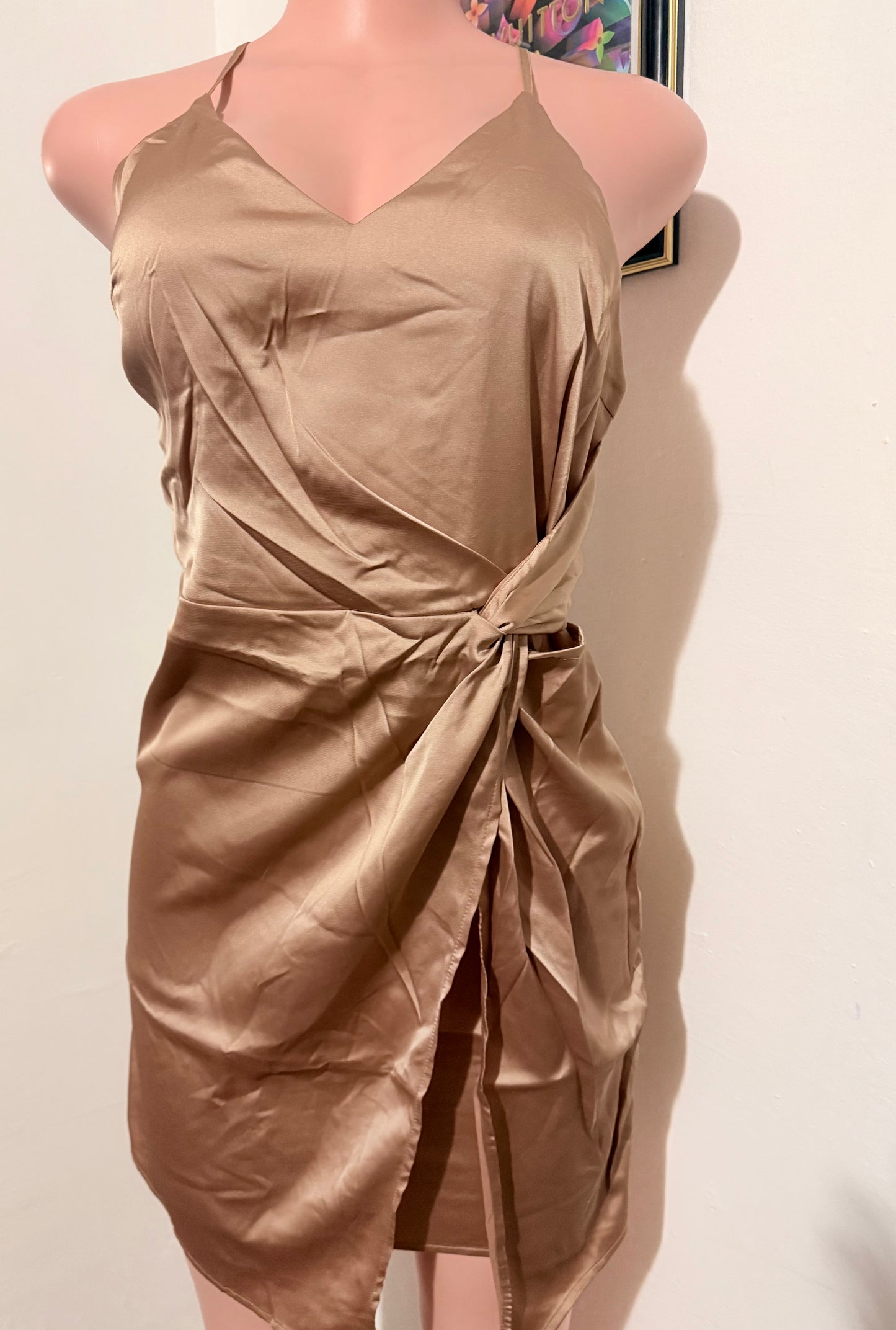 Adora light gold slip dress