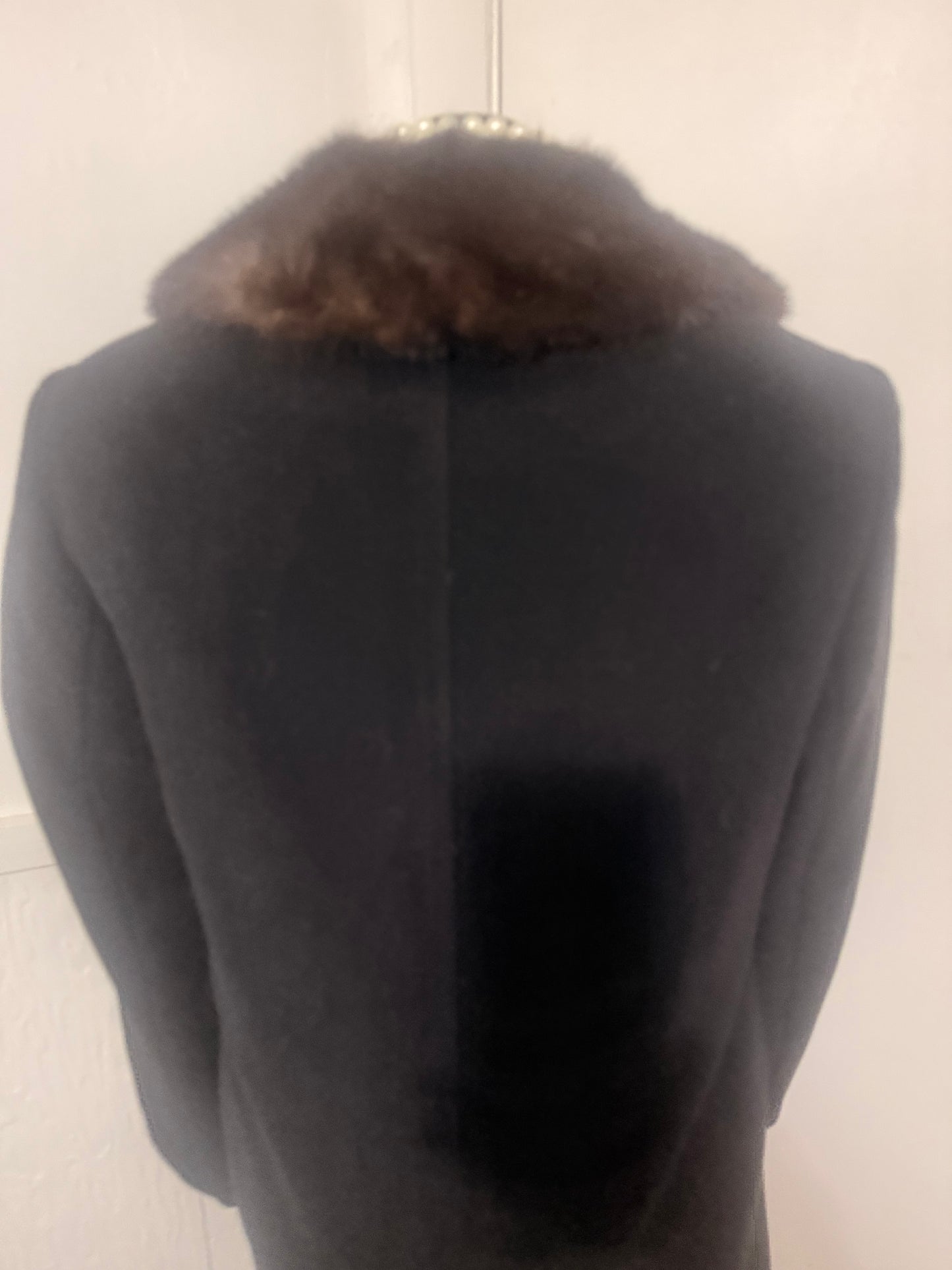 Bill Blass black cashmere coat with mink collar. Sz 10 like New