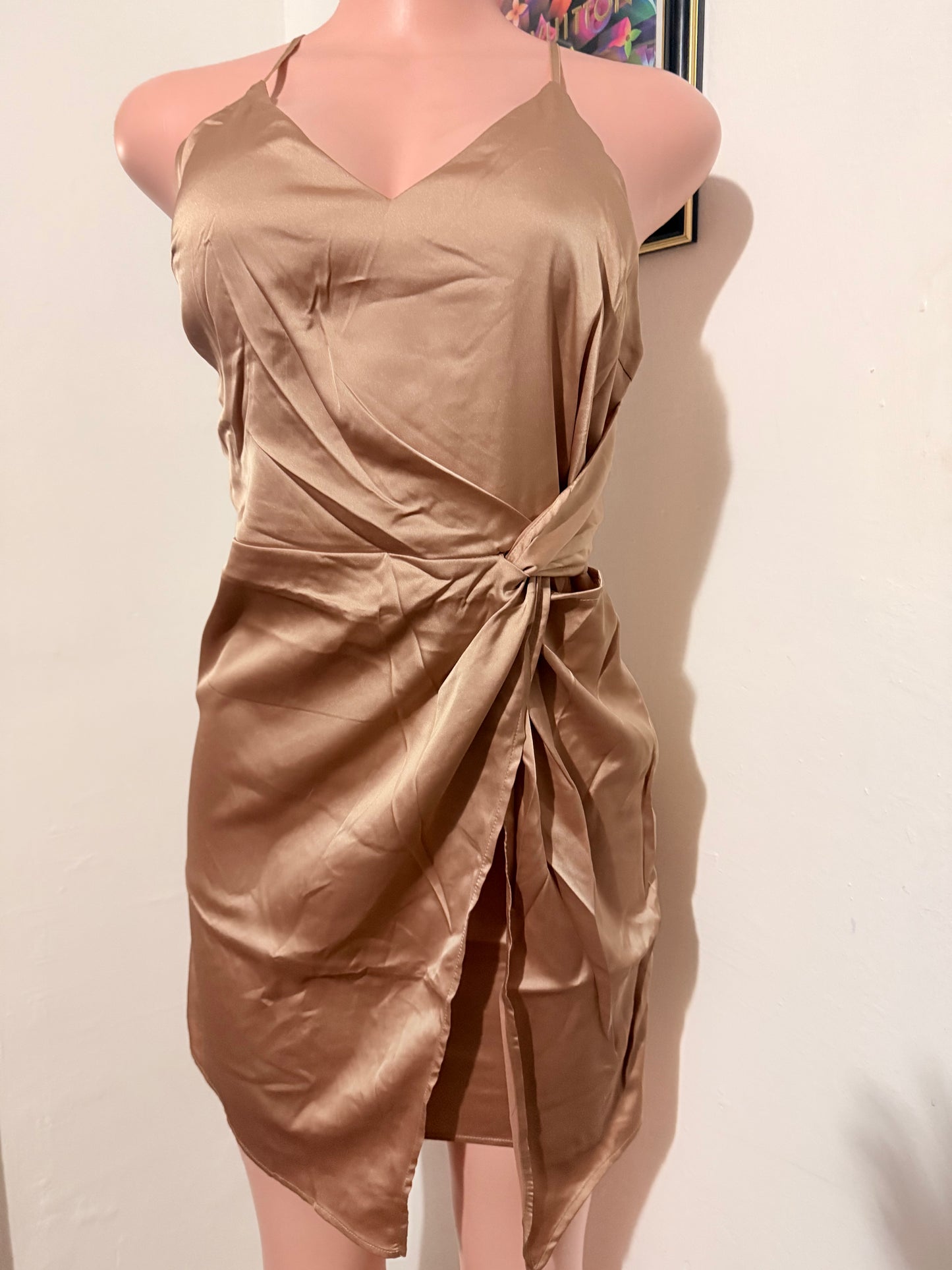 Adora light gold slip dress