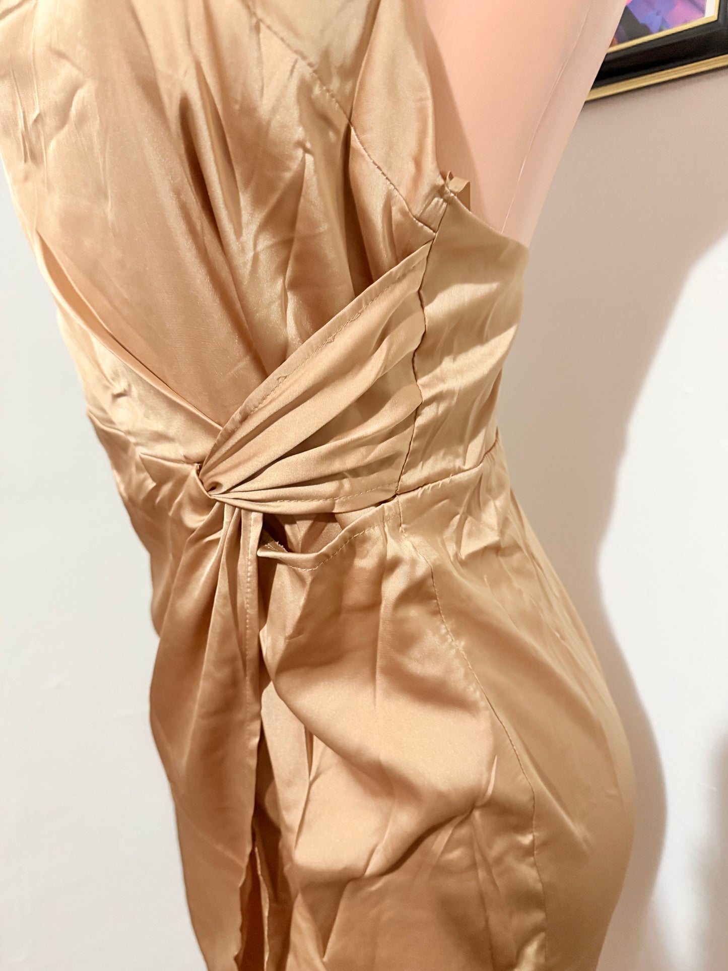 Adora light gold slip dress