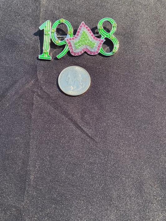 1908 PINK AND GREEN BROOCH