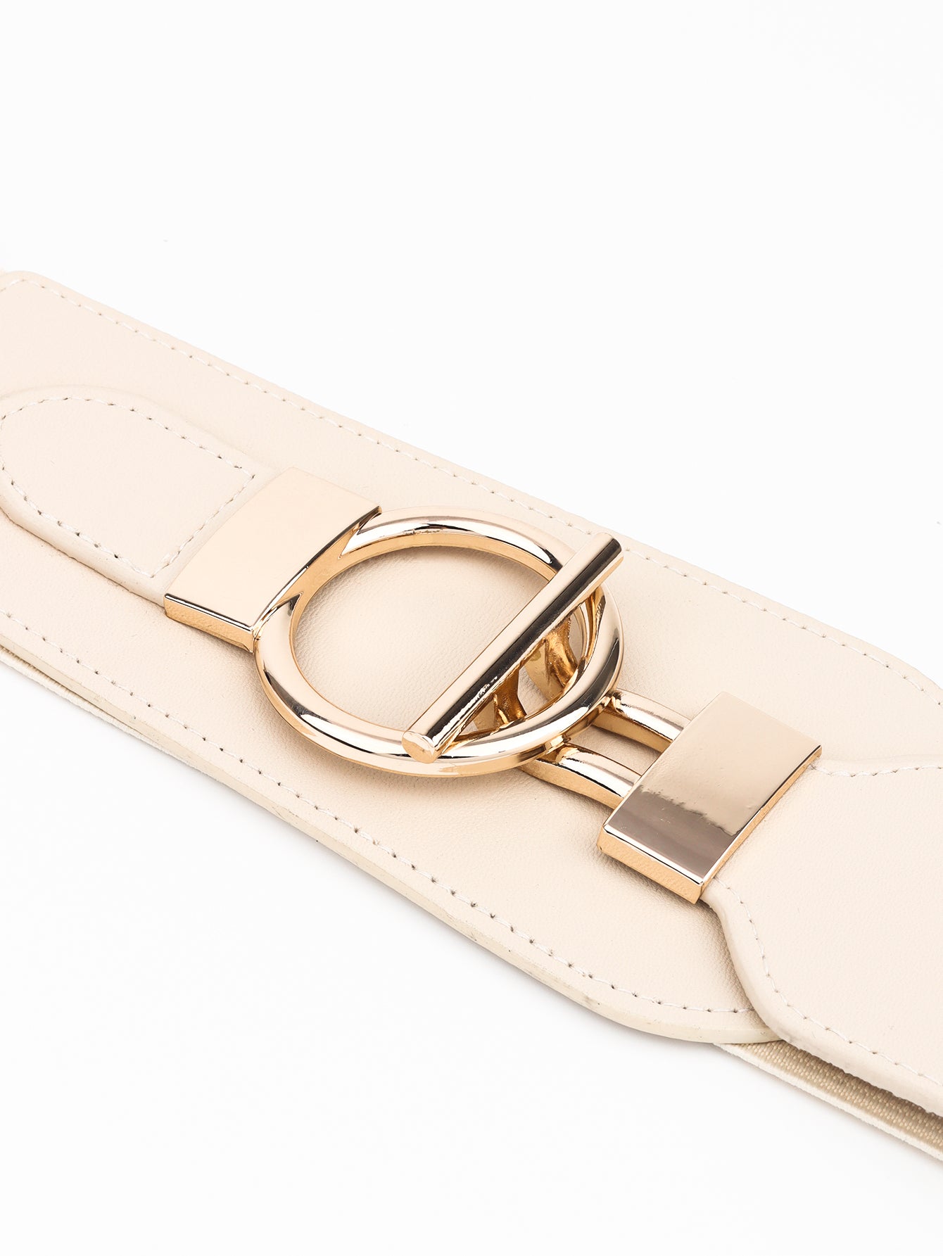 PU Elastic Wide Belt with Alloy Buckle