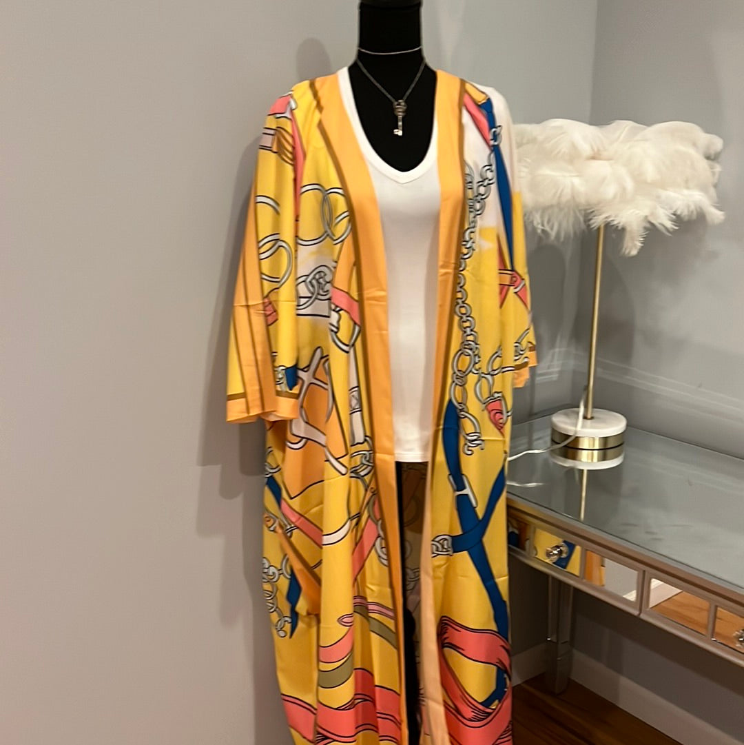 Kimono Yellow with chain pattern