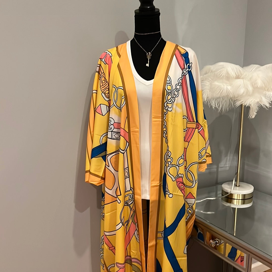 Kimono Yellow with chain pattern