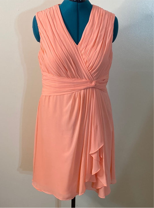 911 AZAZIE PEACH CHIFFON EVENING COCKTAIL DRESS SZ 14