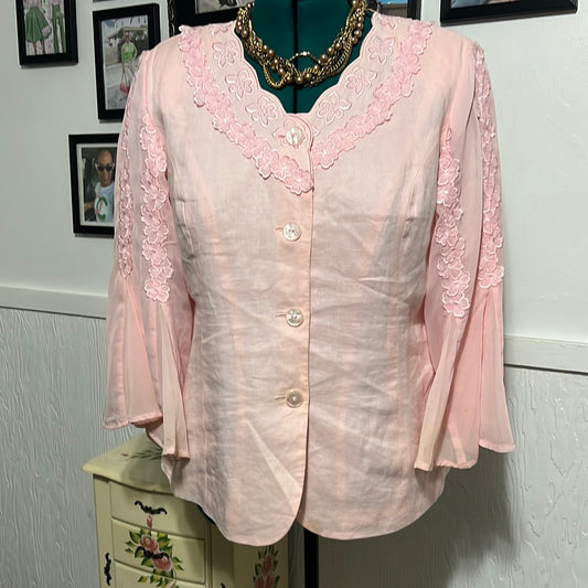 302 Lisa Rene pink top Sz 14