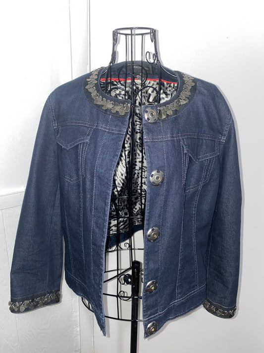 3.30 Focus 2000 Jean jacket w/adornments Sz 10