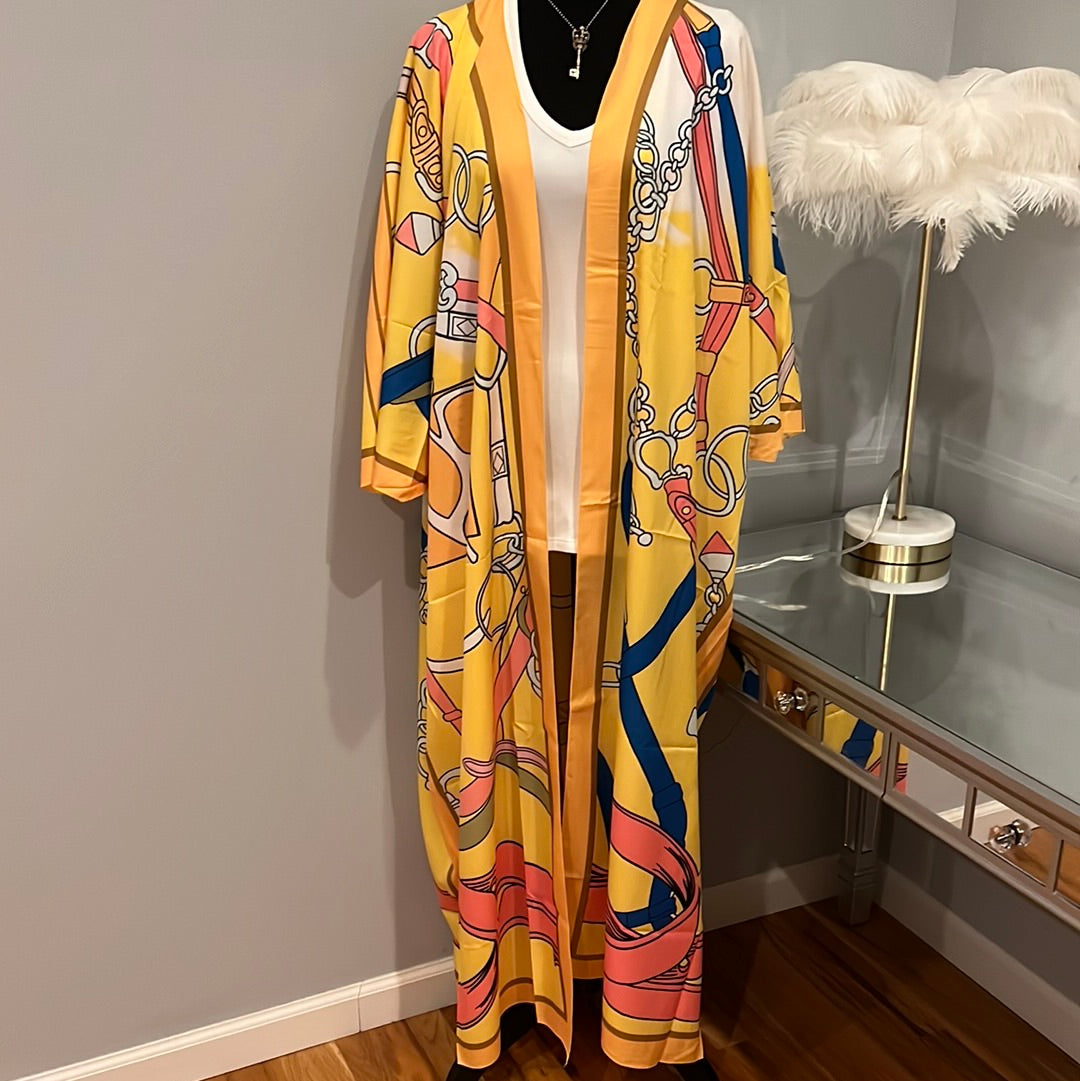 Kimono Yellow with chain pattern