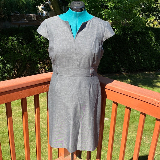 GREY FINE HOUNDSTOOTH DRESS SZ 14