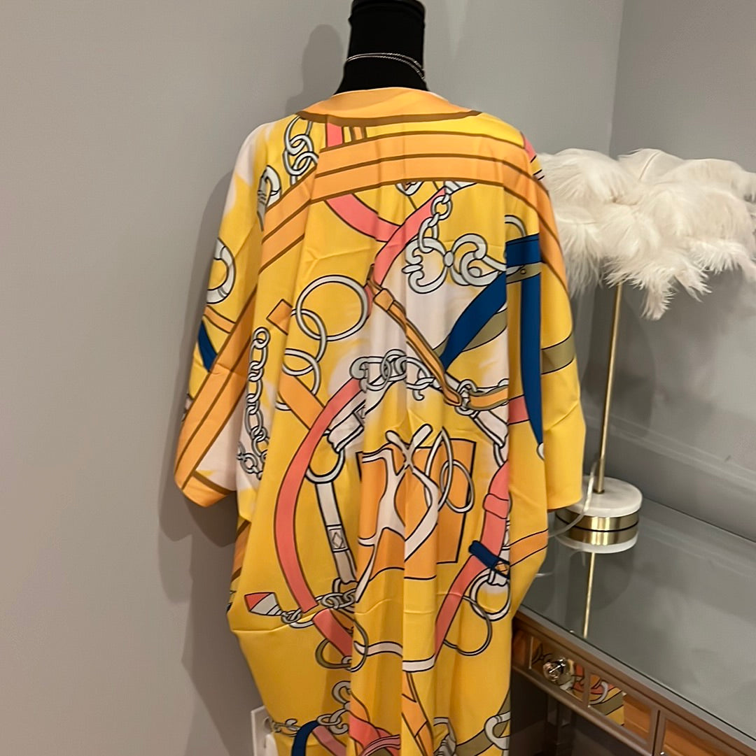 Kimono Yellow with chain pattern