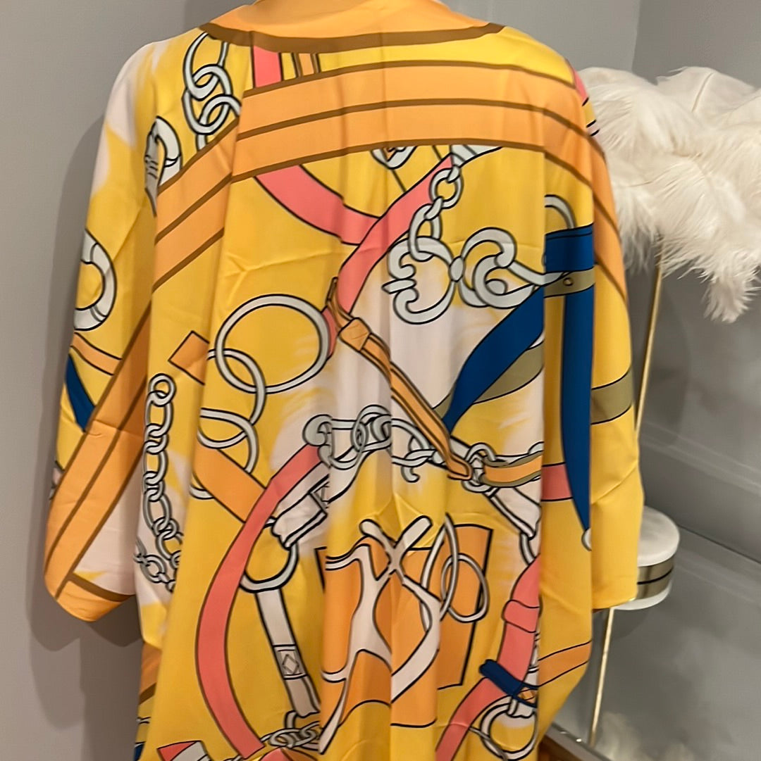 Kimono Yellow with chain pattern