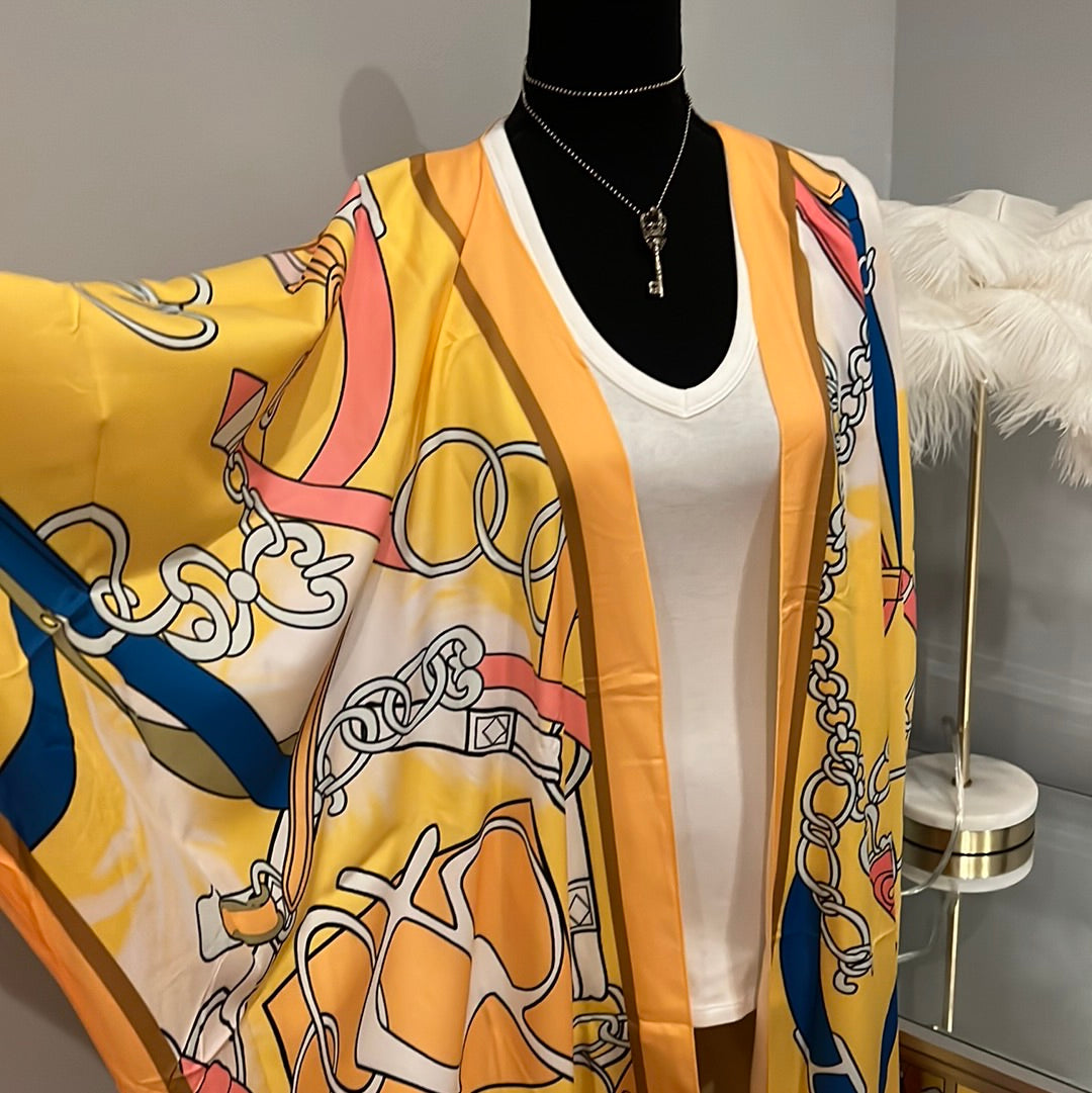 Kimono Yellow with chain pattern