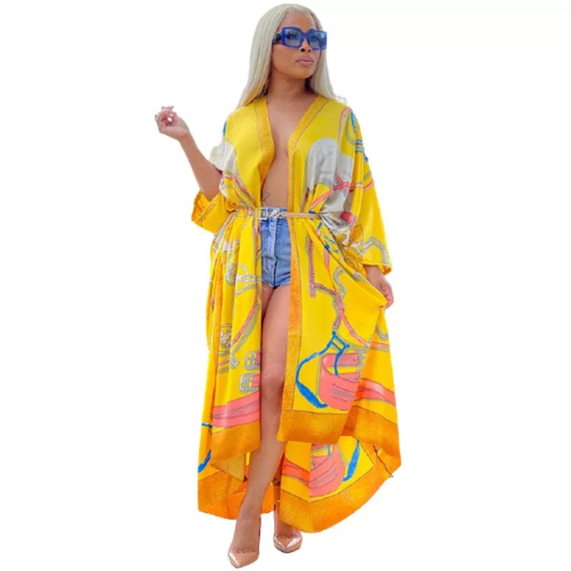 Kimono Yellow with chain pattern